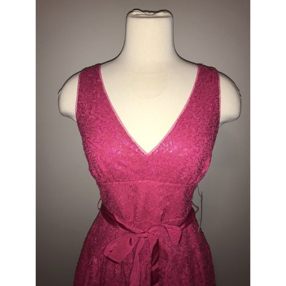 BCBG Max Azria "Katrina" Dark Pink Sequin Lace A-Line Dress, Size 2 NWT! $348 - Picture 5 of 10